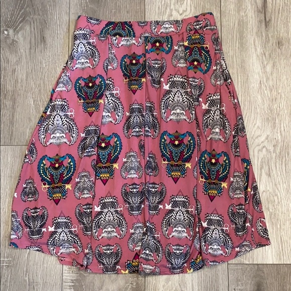LULAROE size 2XL Blue Pink & Yellow Geometric Print Azure A-Line Skirt